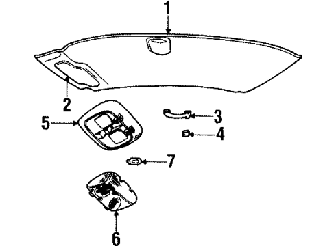 1993 Mercury Grand Marquis Interior Trim - Roof Dome Lamp Assembly Diagram for F1DZ13776A