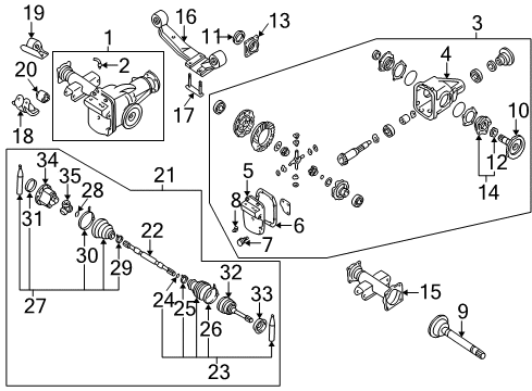 1999 Nissan Frontier Carrier & Front Axles Seal Oil Side Bearing Diagram for 38342-01G00