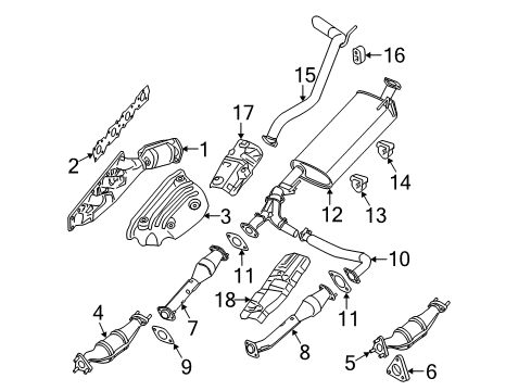 2008 Nissan Frontier Exhaust Manifold Exhaust Tube Assembly, Rear Diagram for 20050-ZL60A