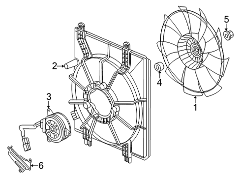 2022 Honda Civic Cooling Fan SHROUD Diagram for 38615-64A-A01