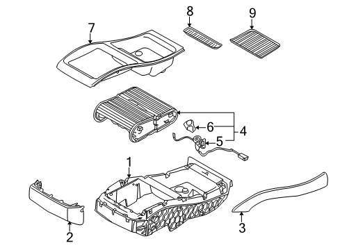2010 BMW X6 Rear Console Drink Holder Diagram for 51169124423