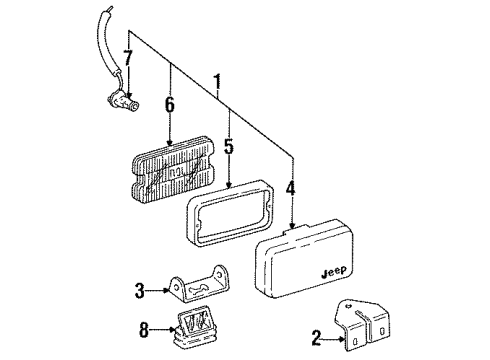 1992 Jeep Wrangler Front Lamps - Fog Lamps Fog Lamp Diagram for 55054739