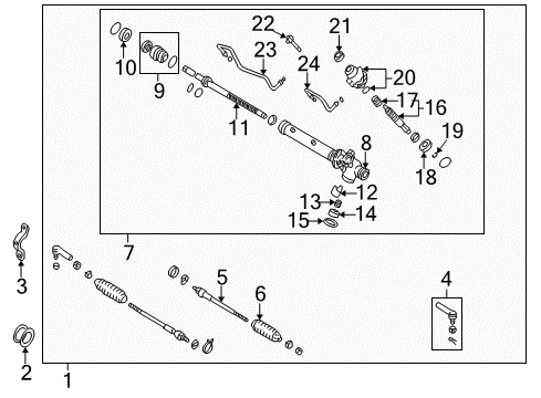 2004 Nissan Pathfinder Steering Column & Wheel, Steering Gear & Linkage Socket Kit-Tie Rod, Outer Diagram for 48520-0P726