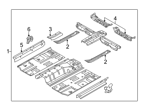 2015 Hyundai Elantra Pillars, Rocker & Floor - Floor & Rails Crossmember, LH Diagram for 65175-3Y000