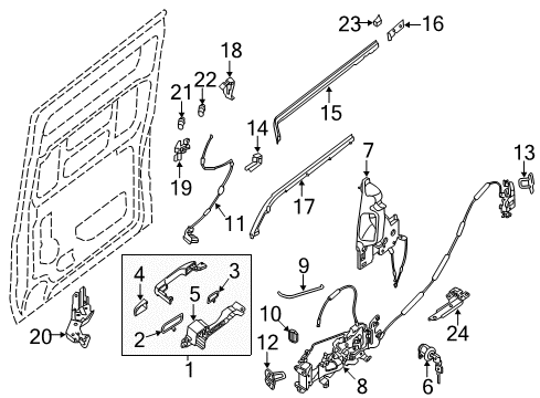 2014 Nissan NV2500 Side Loading Door - Lock & Hardware Tailgate Handle Diagram for 82606-1PA0A