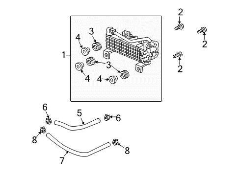 2013 Acura TL Oil Cooler Hose A, Atf Diagram for 25215-RK1-003