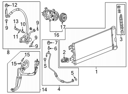 2022 GMC Yukon XL A/C Condenser, Compressor & Lines Condenser Diagram for 23409063