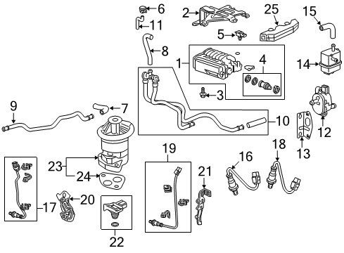 2011 Acura ZDX Powertrain Control Stay, Rear Oxygen Sensor Diagram for 36536-RGW-A00