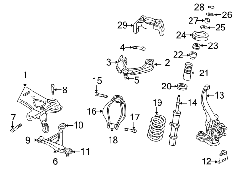 2002 Chrysler Sebring Front Suspension Components, Lower Control Arm, Upper Control Arm, Stabilizer Bar Spindle KNUCKLE Diagram for 4782902AB