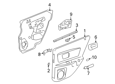 2003 Cadillac CTS Front Door Channel, Rear Side Door Window Front Diagram for 25678472