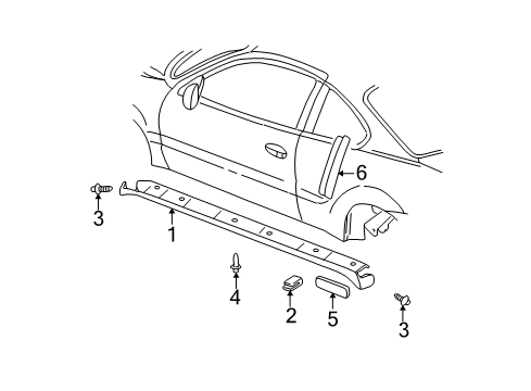 1999 Oldsmobile Alero Exterior Trim - Pillars, Rocker & Floor Applique-Body Lock Pillar Diagram for 22668053