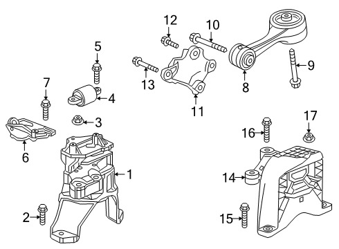 2022 Honda Insight Engine & Trans Mounting STAY, ENG SIDE MTG Diagram for 50625-TXM-A00