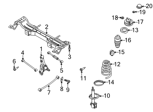 2000 Kia Spectra Rear Suspension Components, Stabilizer Bar Shock Absorber Assembly Diagram for 0K2CB28700