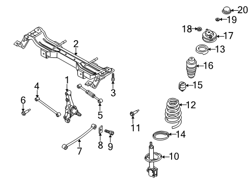 2000 Kia Spectra Rear Suspension Components, Stabilizer Bar Link-Lateral, R, RH Diagram for 0K2A128600C