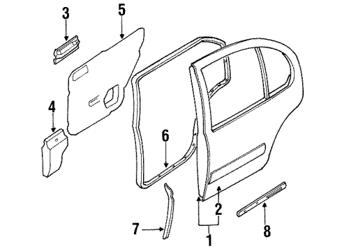 1995 Nissan Maxima Rear Door Weatherstrip-Rear Door, LH Diagram for 82831-40U00