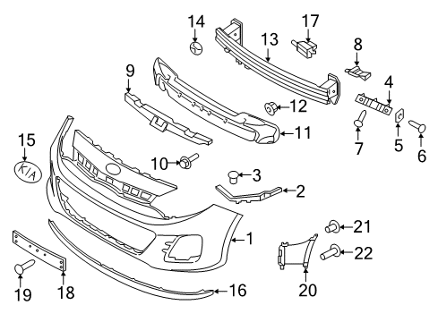 2017 Kia Rio Front Bumper Bracket-Front Bumper Upper Side Diagram for 865281W200