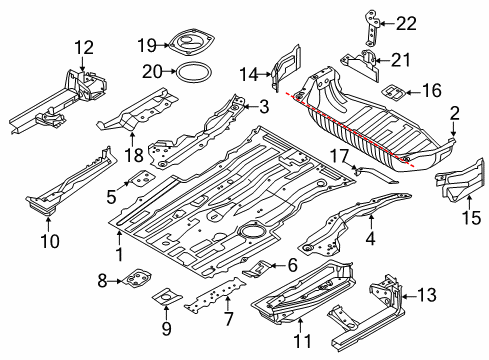 2014 Nissan Quest Rear Floor & Rails Stiffener-Rear Floor, Front LH Diagram for 74629-1JA0A
