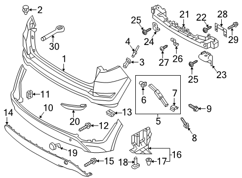 2016 Hyundai Tucson Rear Bumper Rear Bumper Cover, Upper Diagram for 86611-D3000