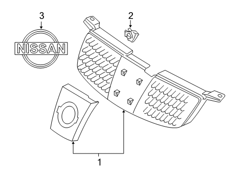 Diagram for 2006 Nissan Sentra Grille & Components 