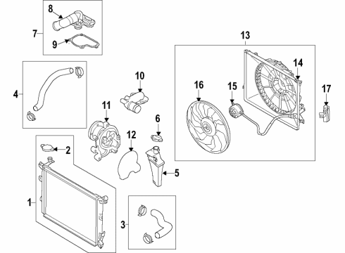 2016 Kia K900 Cooling System, Radiator, Water Pump, Cooling Fan Blower Assembly Diagram for 253803T280