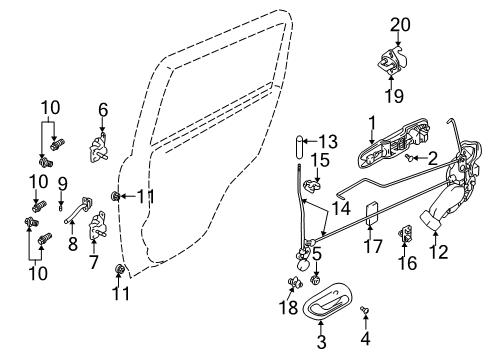 1999 Chevrolet Tracker Tail Gate Rear Door Lock Assembly Rh (On Esn) Diagram for 30021398