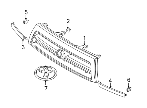 1999 Toyota 4Runner Grille & Components Grille Diagram for 53111-35460