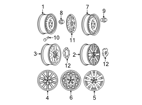 2005 Buick Rendezvous Wheels, Covers & Trim Wheel Rim-17X6.5 Aluminum 52Mm Offset 115.0 Bellcrank *Machine Face Diagram for 9597129