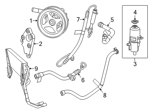 2022 Ram 2500 P/S Pump & Hoses POWER STEERING PRESSURE Diagram for 68359760AD