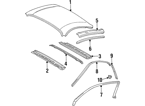 1997 Toyota Supra Roof & Components, Exterior Trim Retainer, Roof Side Rail Weather Strip, Rear RH Diagram for 62371-14080