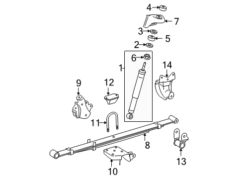 2013 Toyota Tacoma Rear Suspension Components, Stabilizer Bar Leaf Spring Assembly Diagram for 48220-04270