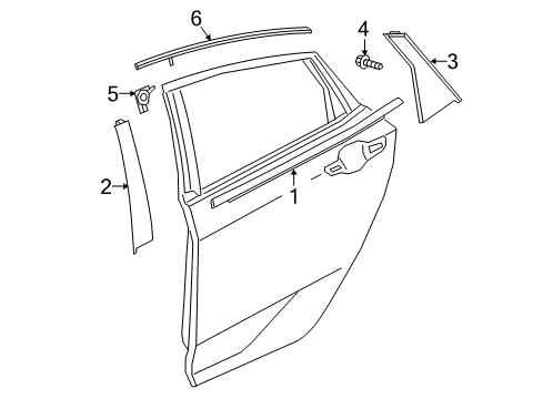 2020 Honda Civic Exterior Trim - Rear Door Garn, L RR Center Cor Diagram for 72497-TBA-A01