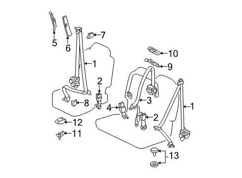 2004 Toyota Tundra Seat Belt Adjuster Diagram for 73200-0C010