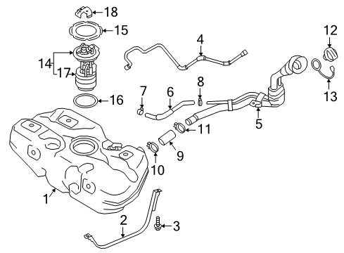 2018 Nissan Kicks Fuel Supply Tube Assy-Filler Diagram for 17221-5RL0A