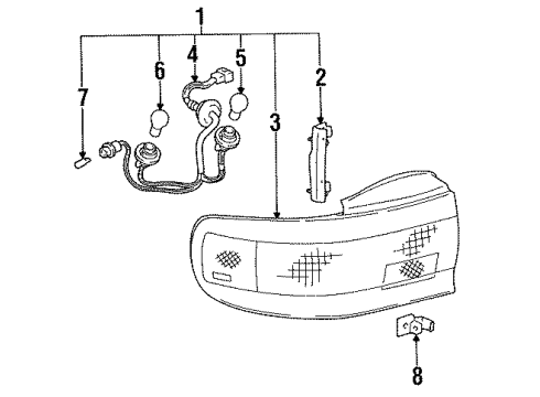 1994 Toyota Camry Tail Lamps Cord, Rear Combination Diagram for 81555-33010