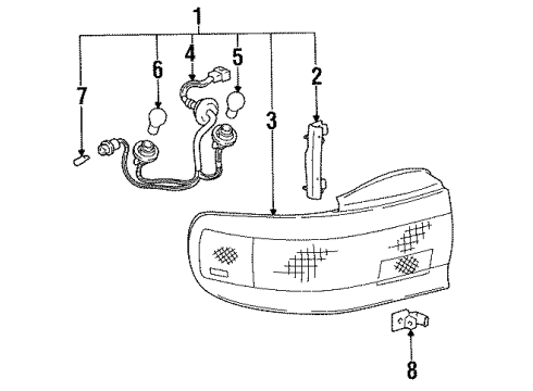 1994 Toyota Camry Tail Lamps Cover Diagram for 61664-33010