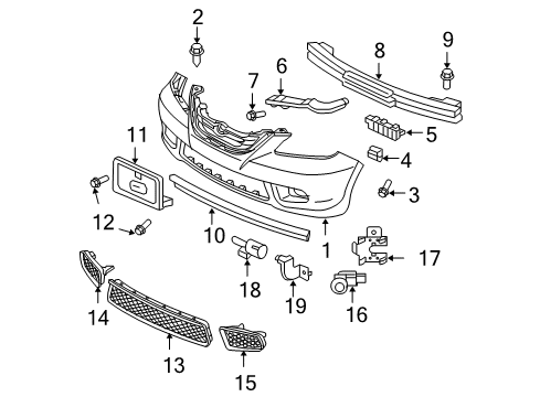 2008 Honda Odyssey Parking Aid Sensor Unit, Corner & Back Diagram for 39670-SHJ-A61