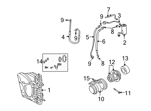 2004 Chrysler PT Cruiser Switches & Sensors Line-A/C Suction And Liquid Diagram for 5073557AA