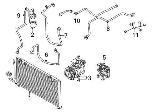 2004 Kia Spectra A/C Condenser, Compressor & Lines Pipe-Cooler Diagram for 1K2N16146XB