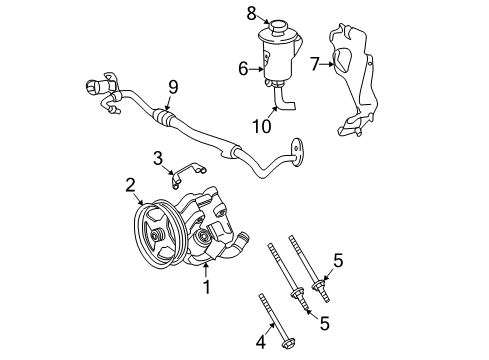 2004 Mercury Mountaineer P/S Pump & Hoses, Steering Gear & Linkage Power Steering Pump Diagram for 3L2Z-3A674-BARM