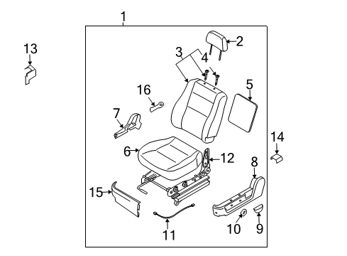2005 Kia Sorento Front Seat Components Cushion Assembly, LH Diagram for 881003E001FC4