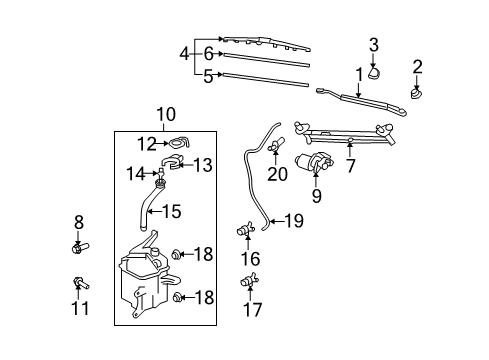 2010 Scion xB Windshield - Wiper & Washer Components Linkage Assembly Diagram for 85150-12A90