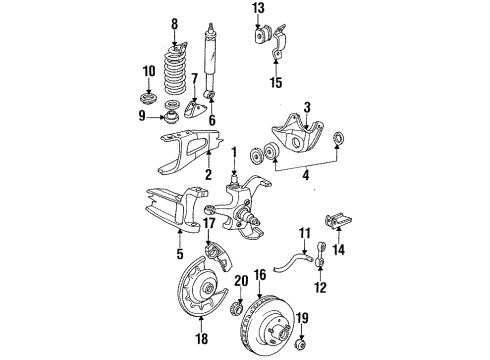 1997 Ford F-350 Front Suspension Components, Stabilizer Bar & Components Radius Arm Diagram for F5TZ-3A360-B