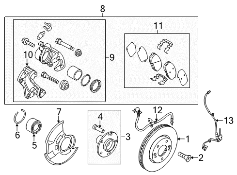 2012 Hyundai Elantra Front Brakes CALIPER Kit-Front Brake, LH Diagram for 58180-2LA00