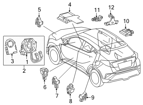 2021 Toyota C-HR Air Bag Components Protector, Seat Slide Position Sensor Diagram for 72277-47050