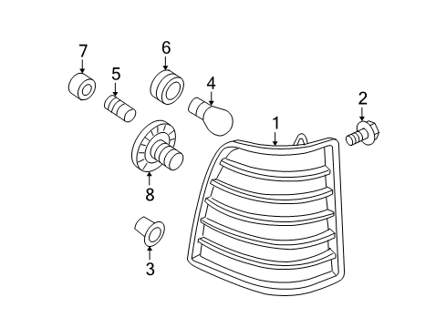 2010 Mercury Mountaineer Bulbs Combo Lamp Assembly Diagram for 8L9Z-13404-BA