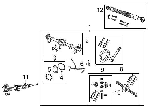 2021 Jeep Gladiator Axle Housing - Rear REAR COMPLETE Diagram for 68369670AL