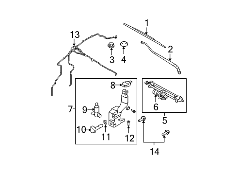 2007 Ford Edge Wiper & Washer Components Motor & Linkage Diagram for 8T4Z-17508-A