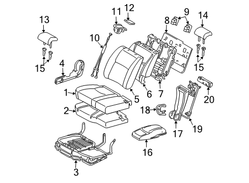 2007 Toyota Highlander Second Row Seats Seat Back Cover Diagram for 71077-48410-A1