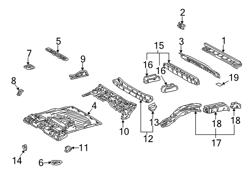 1997 Toyota RAV4 Rear Body Panel, Floor & Rails Seat Bracket Diagram for 58215-42021