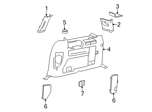 2005 Ford Freestar Interior Trim - Side Panel Cup Holder Diagram for F78Z-1613562-AAD